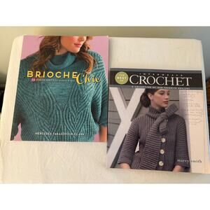 Knitting Crochet Pattern Books Sweaters Shawls Hats Animals Lot Of 2